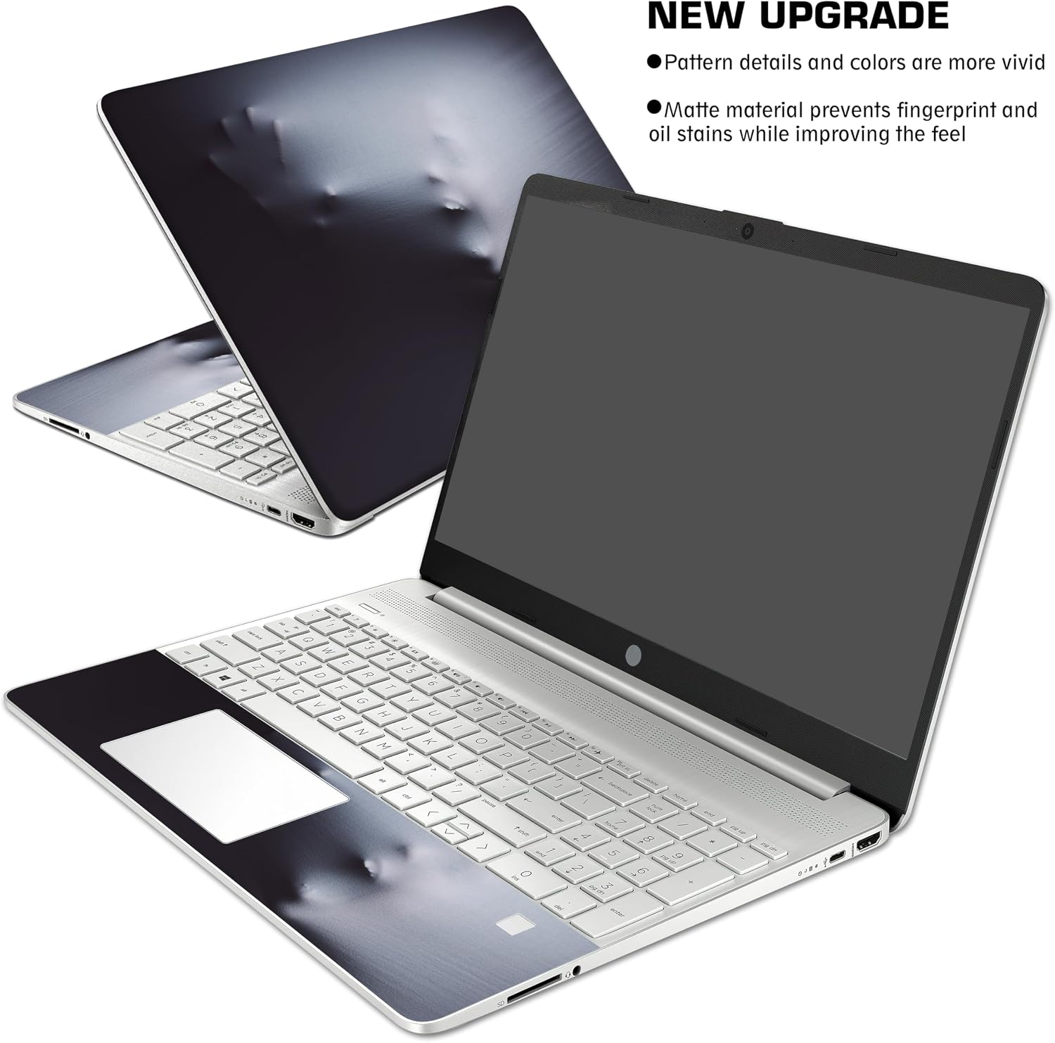 Laptop Skin Decal HP 15.6" - Horror Face, Laptop Cover Sticker, No Cutting Required, No Bubble, Waterproof, Scratch Resistant - Including Wide Screen and Wrist Pad image 3