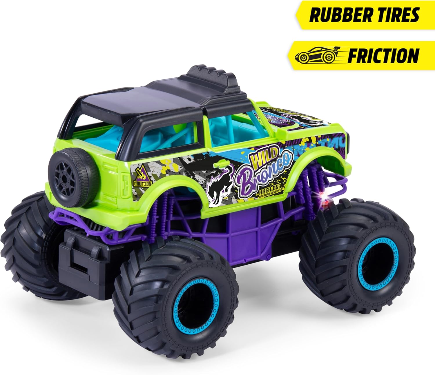 Dickie Toys - Wild Bronco Monster Truck from 3 years (18cm) - Ford SUV as Monster Truck with Cool Light and Sound, Kids Toy Car with Friction and Rubber Tires, Includes