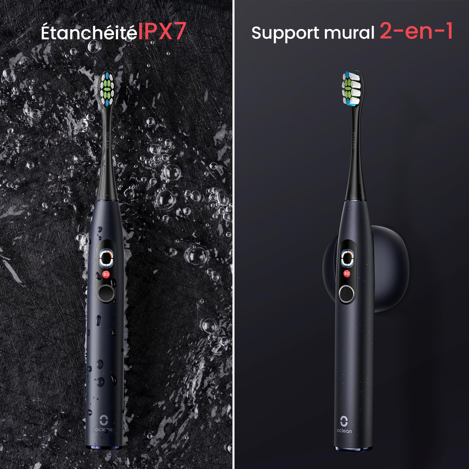 Oclean Brosse à dents électrique X Series Pro Digital Travel Set, 6 Brosettes et Étui de voyage, Écran tactile, Suivi en temps réel et 3 Modes, Autonomie 30 jours, Minuteur & Rappel, Set Étoile Violet