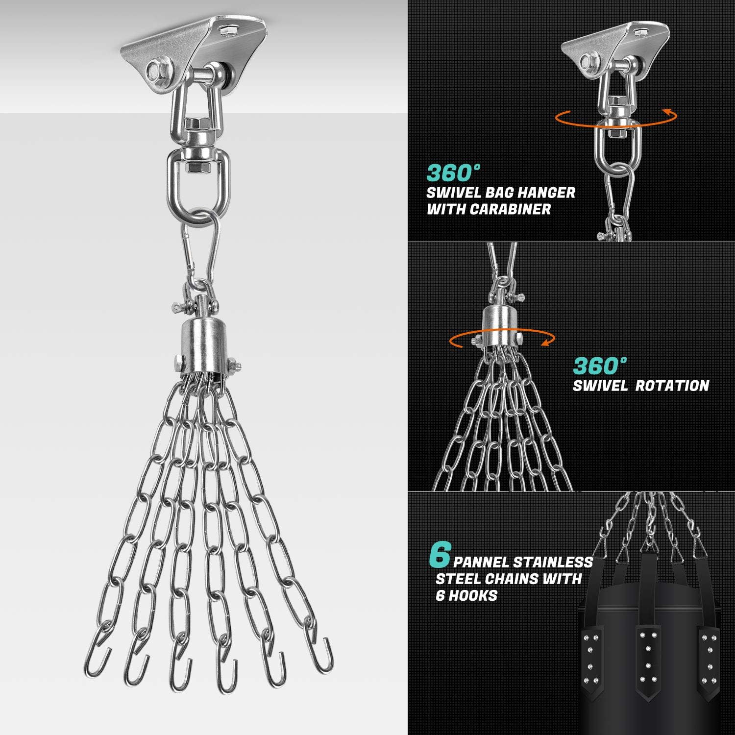 Odoland 6-In-1 Punching Bag Unfilled Set for Men and Women, 4FT Kick Boxing Heavy Bag with 12OZ Boxing Punching Gloves and Hand Wraps, Heavy Punch Bags Hanging Chains for MMA Karate : Sports & Outdoors