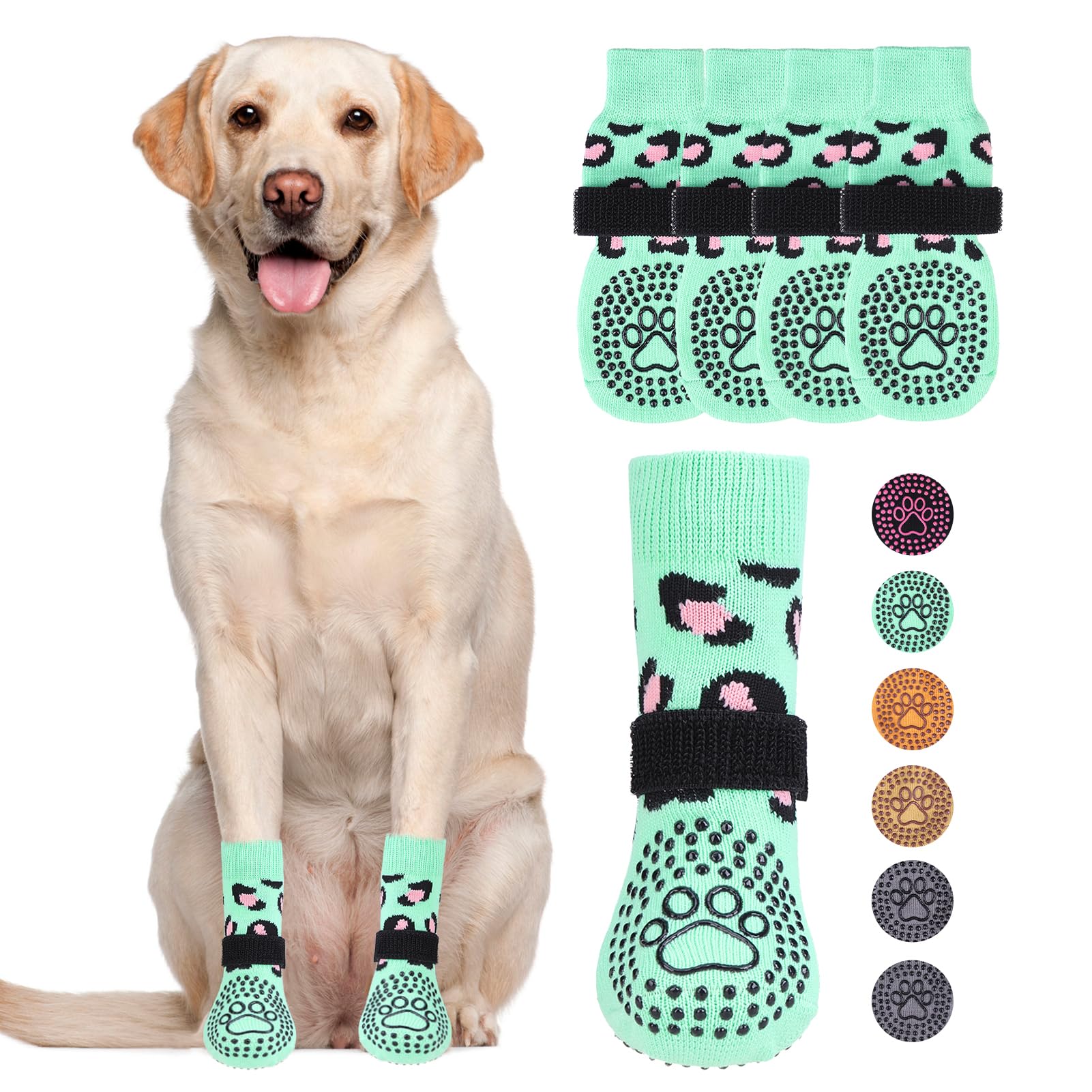 KOOLTAIL Dog Socks for Hot/Cold Pavement to Prevent Licking Paws,Dog Boots&Paw Protector for Hardwood Floors Anti Slip,Traction Control No Twist Grip Booties for Small Medium Large Senior Dogs SM — image 1
