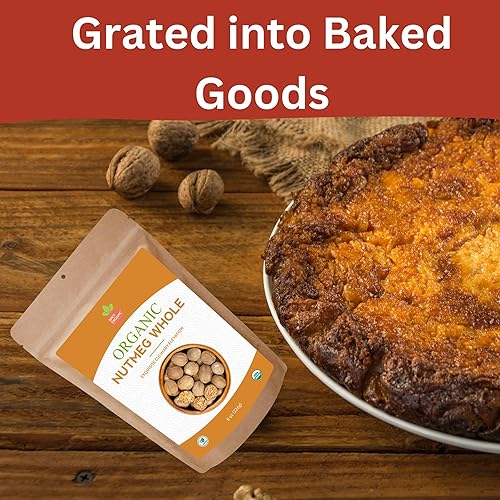Miniatura 5 de SPICY ORGANIC Nuez moscada de Ceilán entera  8 onzas (40-50 nueces)  Certificado USDA Orgánico  Especia fresca de nuez moscada entera para platos
