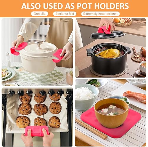 Miniatura 3 de Juego de 6 salvamanteles de silicona para ollas y sartenes calientes para platos calientes, juego de 6 alfombrillas de silicona flexibles