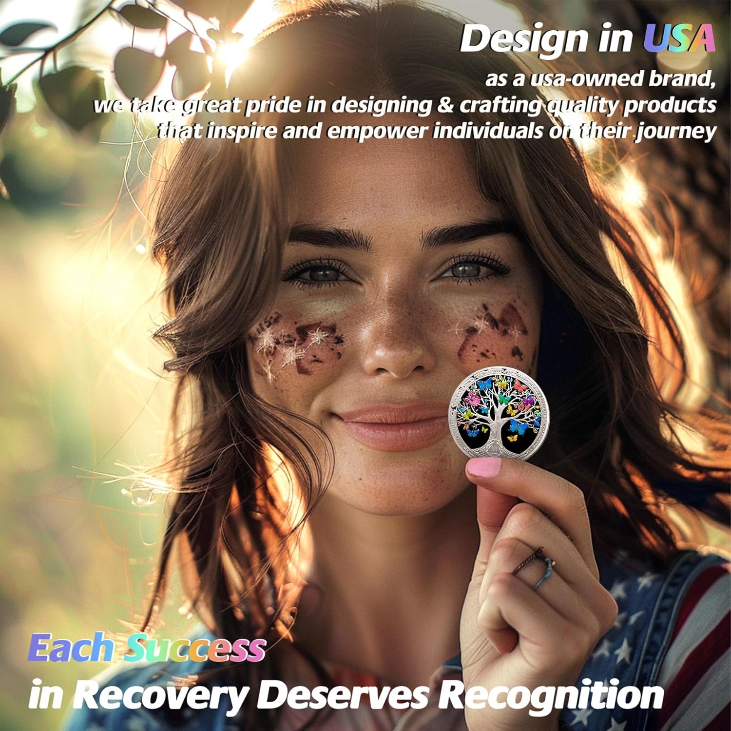 Vintage 12 Year Sobriety Coin - Addiction Recovery Tree of Life AA Coins - Colorful Butterfly AA Chips and Medallions - 1-20 Prime NA AA Living Clean Narcotics Alcoholics Anonymous Gifts for Men Women