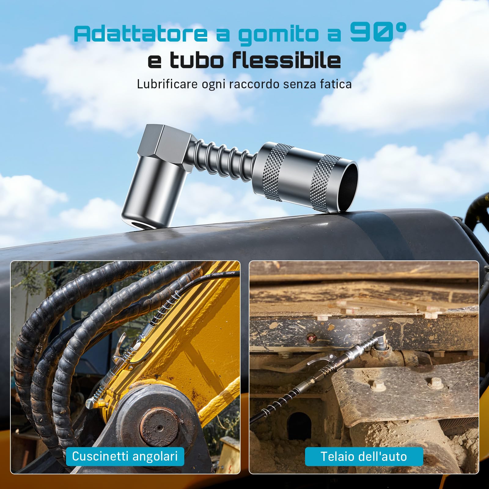 Seesii Ingrassatore Manuale 8000 PSI: Pistola per Grasso Potenziata da 400 CC con Raccordo a Sgancio Rapido, Adattatore a 90°, Tubo Flessibile e Tubo Rigido per Autoveicoli, Trattori e Imbarcazioni