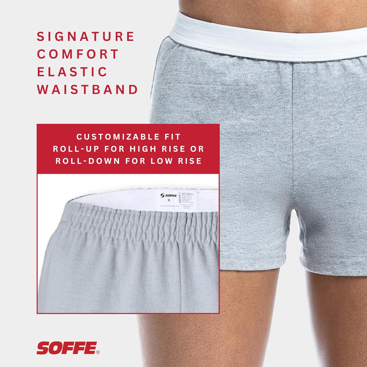 Soffe Youth Girls' Authentic Cheer Shorts, Athletic Cotton Blend, 2.75” Inseam, 3 Pack