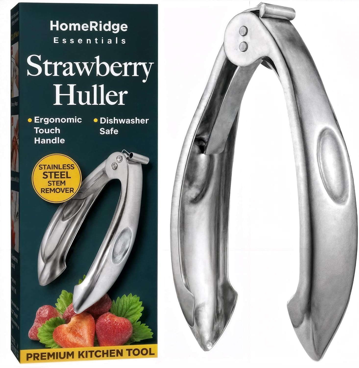 Strawberry Huller - Pitter & Corer Tool to Remove Stems from Fruits