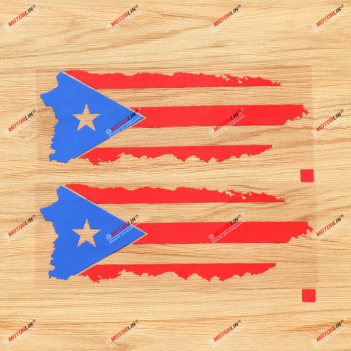 Puerto Rican Flag Puerto Rico PR Map Outline Decal Vinyl Sticker - 2 Pack Red+Blue, 8 Inches - No Background for Car Boat