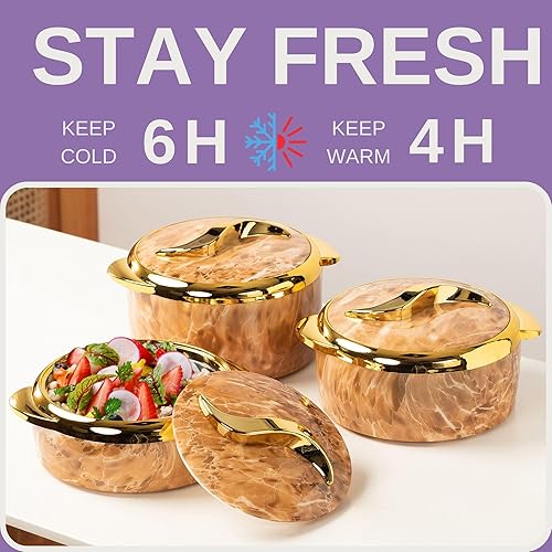 Miniatura 2 de Juego de 3 cuencos térmicos aislados de 2.62.11.6 cuartos de galón - Mantén la comida caliente durante horas - Platos versátiles con tapas,