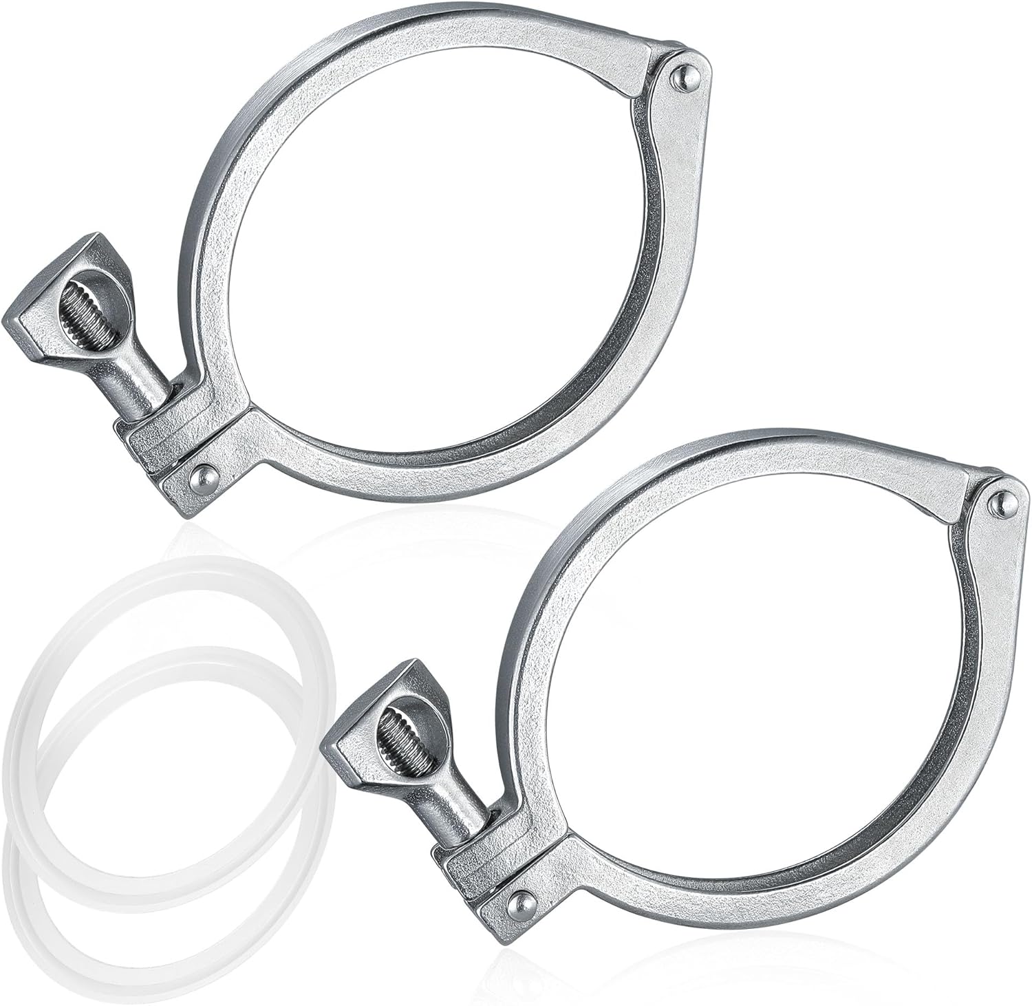 Stainless Steel 304 Sanitary Clamp Single Pin Tri Clamps Clover with Silicone Gaskets (Tube OD: 6")