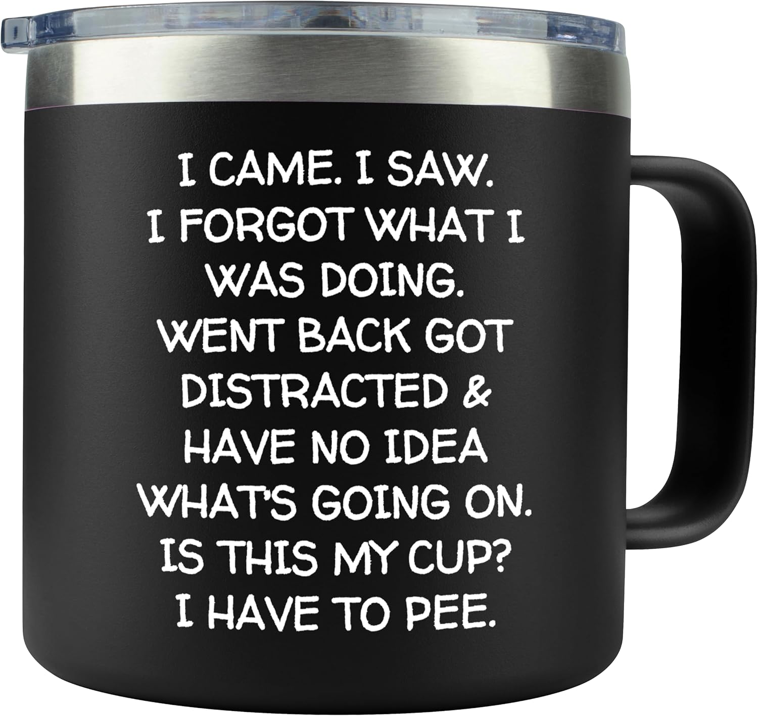 KLUBI Funny Adult Mug - I Came I Saw I Forgot Tumbler 14oz Black Birthday Gifts for Men Grandpa Gift for Him Drinking Cups for Elderly Senior Citizen Tumbler I Came I Saw I Forgot Coffee Mug