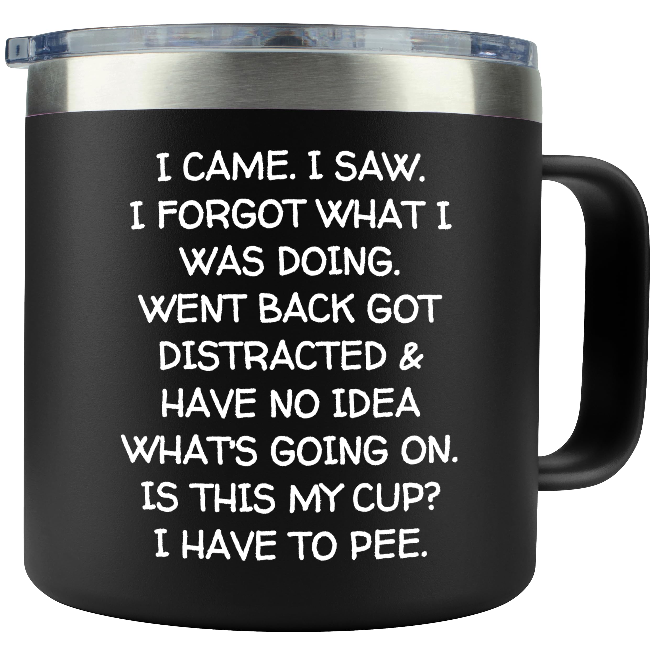 KLUBI Funny Adult Mug - I Came I Saw I Forgot Tumbler 14oz Black Birthday Gifts for Men Grandpa Gift for Him Drinking Cups for Elderly Senior Citizen Tumbler I Came I Saw I Forgot Coffee Mug