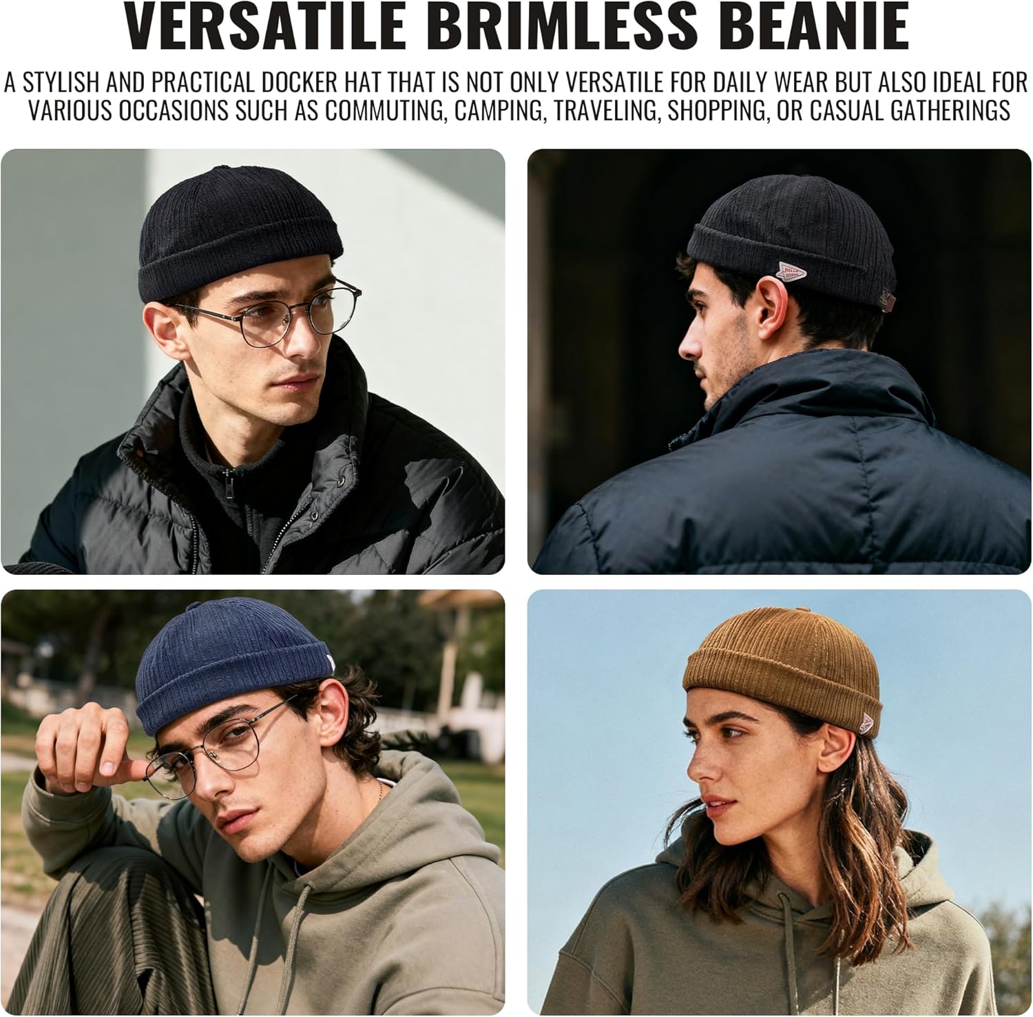 CLAPE Brimless Beanie Hat Corduroy Watch Cap Rolled Cuff Docker Cap Leon Skull Harbour Hat Unisex - Image 7