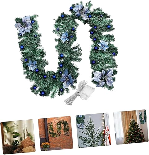 Miniatura 8 de TIDTALEO 1 pieza de bastón de Navidad decoración de ratán decoración de mantel coronas para puerta delantera, guirnalda de Navidad LED preiluminada,