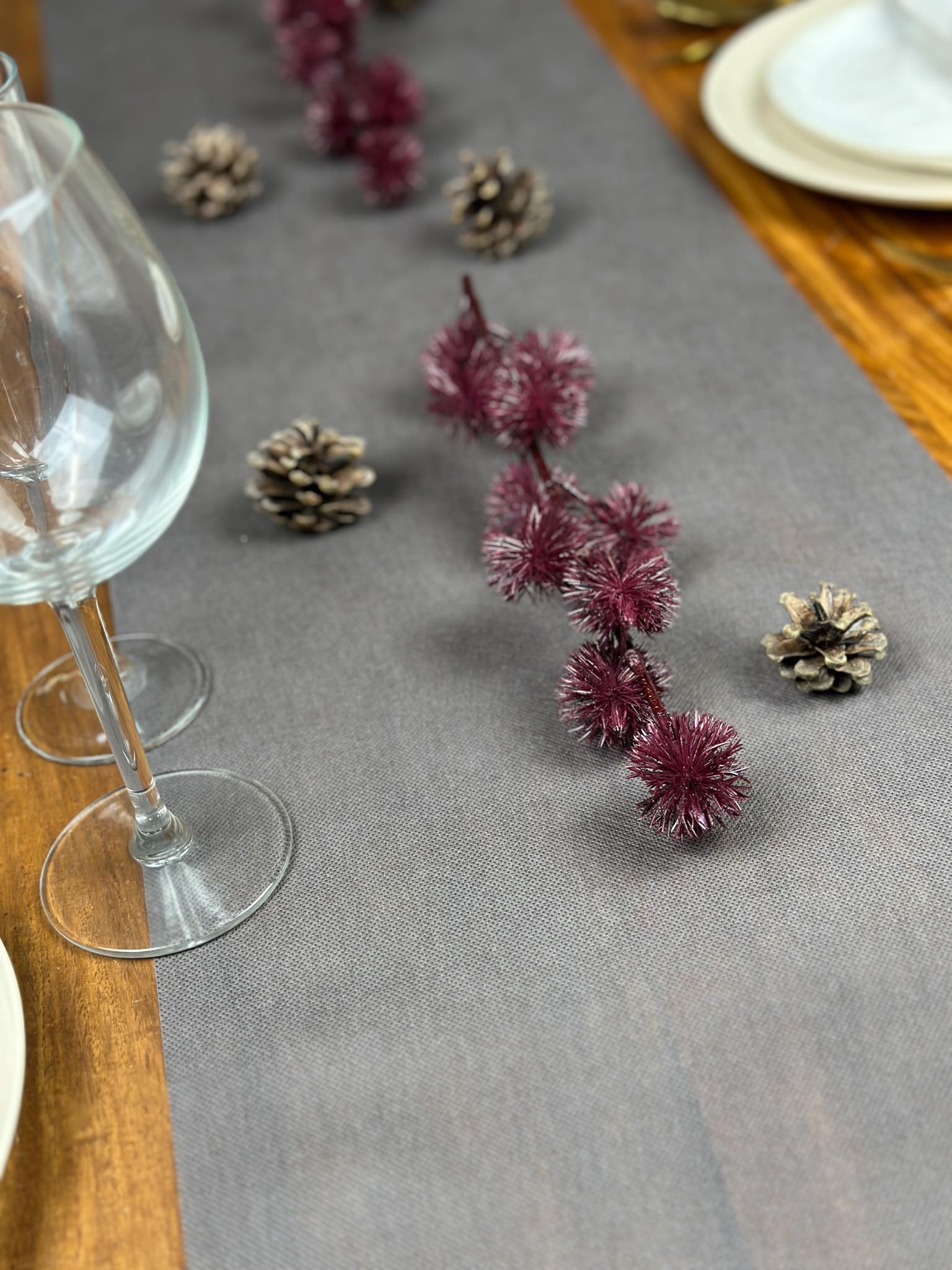 NATUARTE, Table Runner Grey, Felt Roll of 25 meters x 30 centimeters, Non Woven Table Decoration - Image 2