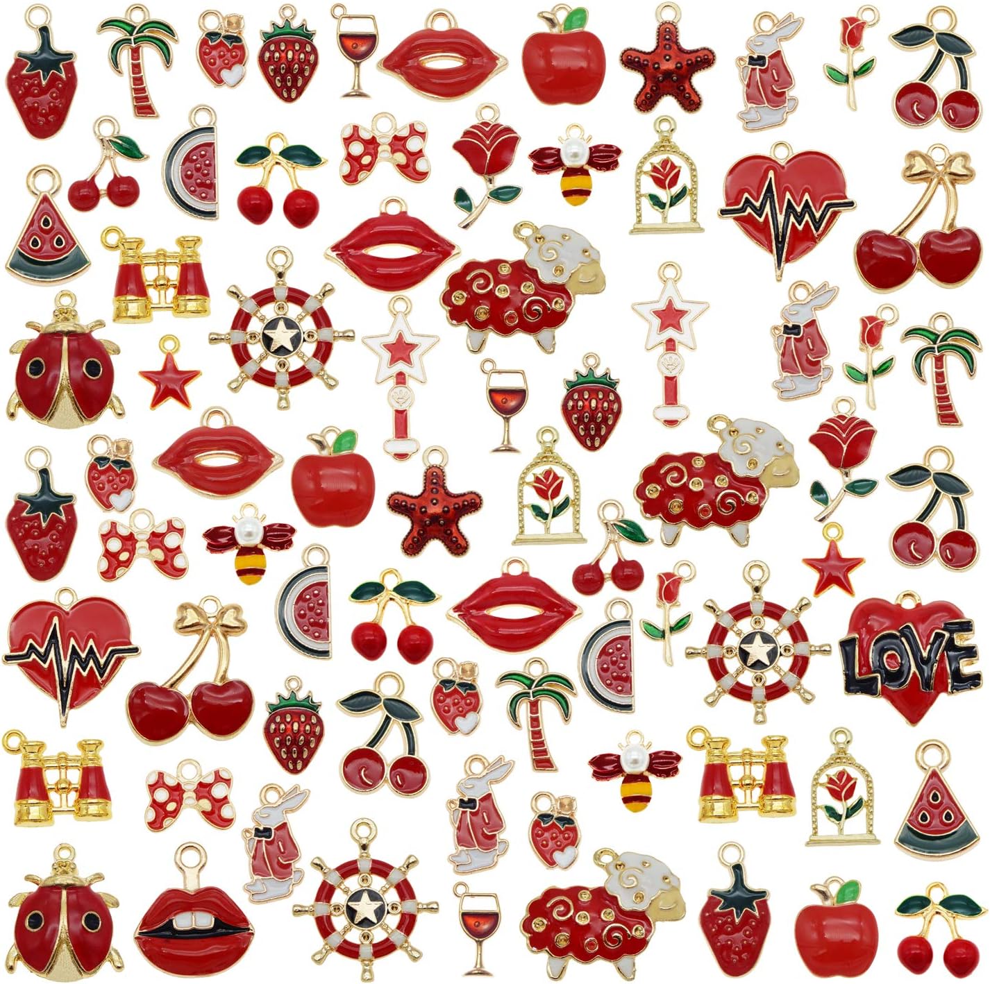 Julie Wang 20PCS Enamel Paint Metal Charms Handmade Earrings Bracelets Necklaces Jewellery Making Pendants DIY Arts Projects Accessories