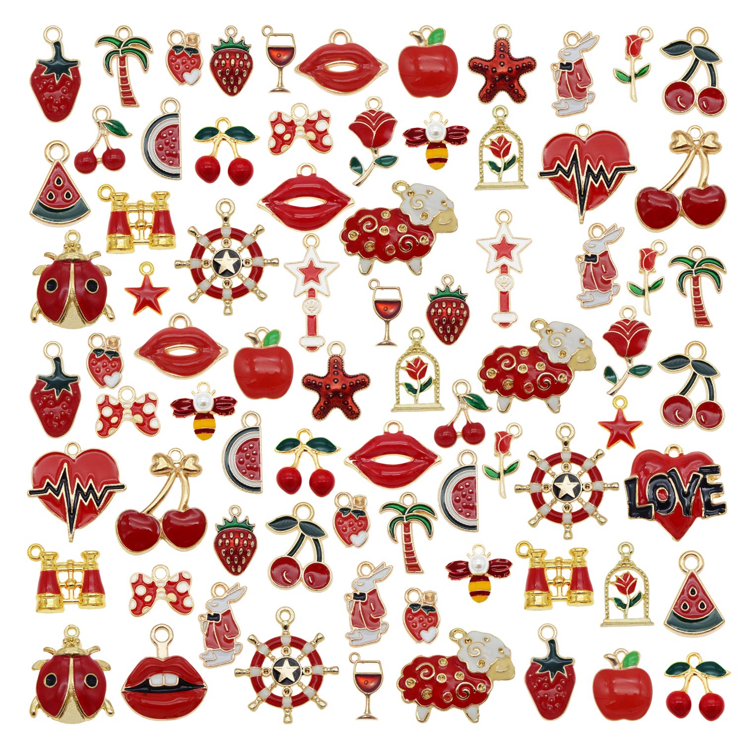 Julie Wang 20PCS Enamel Paint Metal Charms Handmade Earrings Bracelets Necklaces Jewellery Making Pendants DIY Arts Projects Accessories