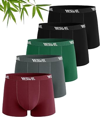 YESWEL Mens Boxers 5 Pack, Boxers for Men Bamboo Anti Chafing Underwear