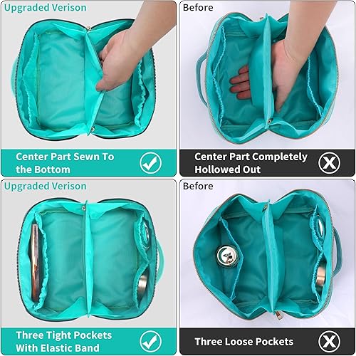 Miniatura 9 de LONEDREAM Bolsa de cosméticos de viaje de gran capacidad, bolsa de maquillaje, bolsa de cosméticos grande de nailon portátil, bolsa de maquillaje de