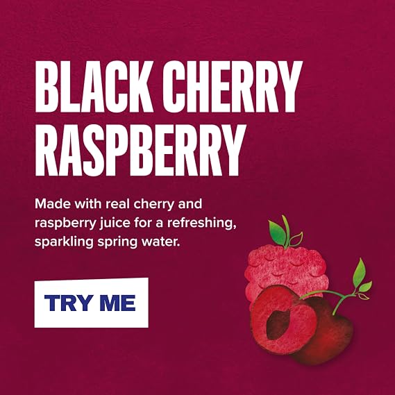 Rubicon Spring Black Cherry Raspberry Water, 12 Pack, 500ml Bottles | Sparkling spring water drink with real black cherry and raspberry fruit juice, low calorie.