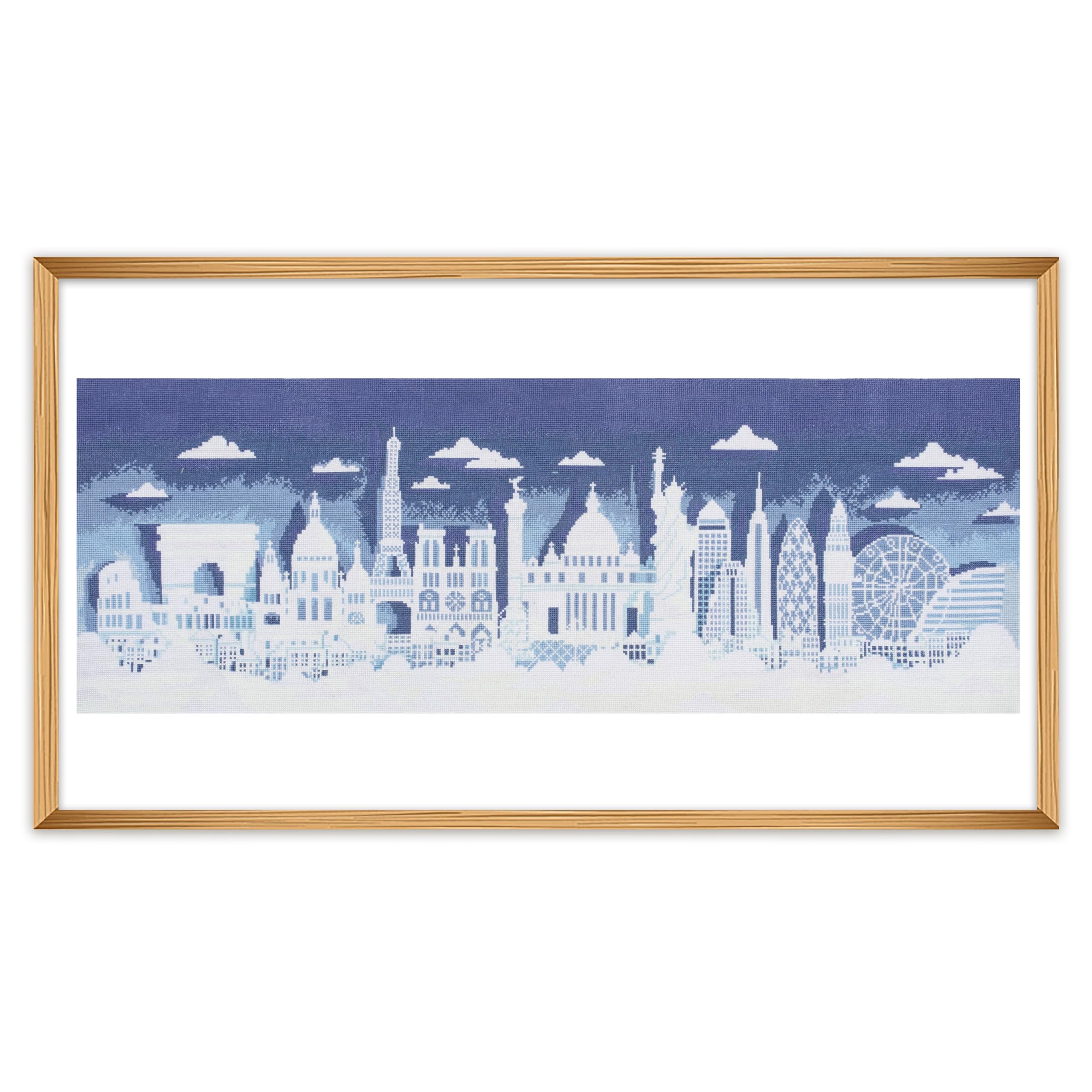 Trimits Large Cross Stitch Kits - Counted Embroidery Needlework for Adults Beginners Kids, Christmas Gifts Wall Art (Frame Not Included), 14 Count, City Scape — image 1