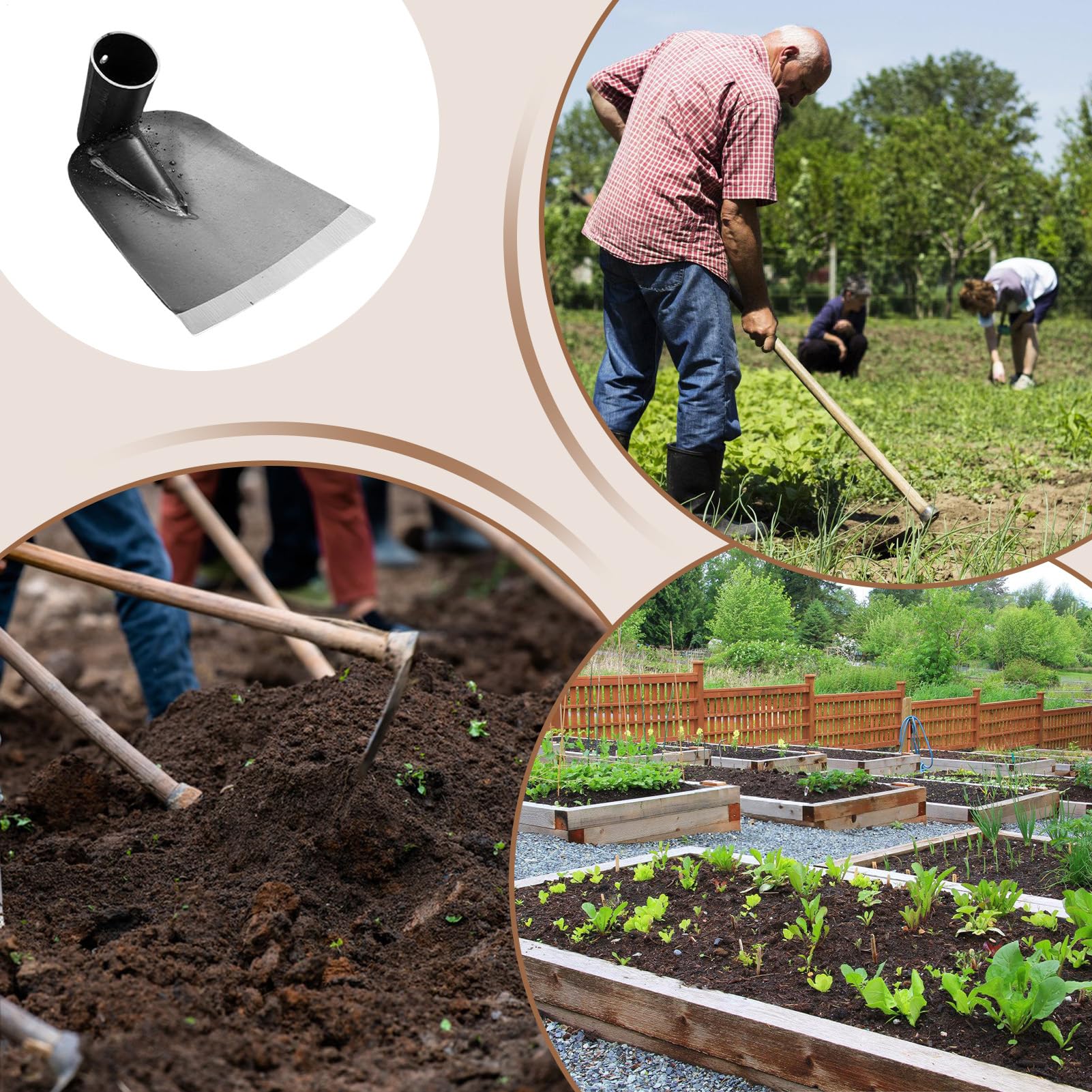Gartenhacke Zur Unkrautentfernung, Garten Hackenkopf Für Blumenbeet Unkrautjäten, Handwerkzeug Grabgabel Boden Lockern Haus Gartenrasen