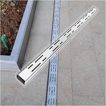 Patio Channel Drain Stainless Steel Kit, Narrow Trench Drain for Yard Rain Gutter, Metal Drainage Trench for Indoor Outdoor1PACK,7x3cm2.8x1.2in