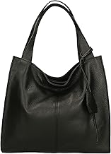 Chicca Borse Women's Leather Shoulder Bag Made in Italy 40 x 36 x 10 cm
