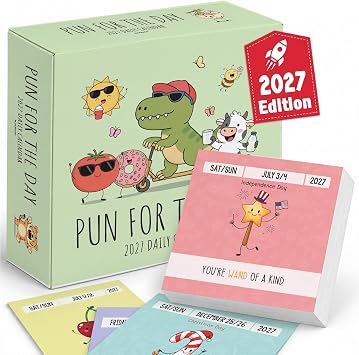 Funny Pun Calendar Daily Tear-Off Desk Calendar with 365 New Puns & Jokes - Humor Gift for Friends, Family, Coworkers - Punny Christmas Gift, Office & Home Decor