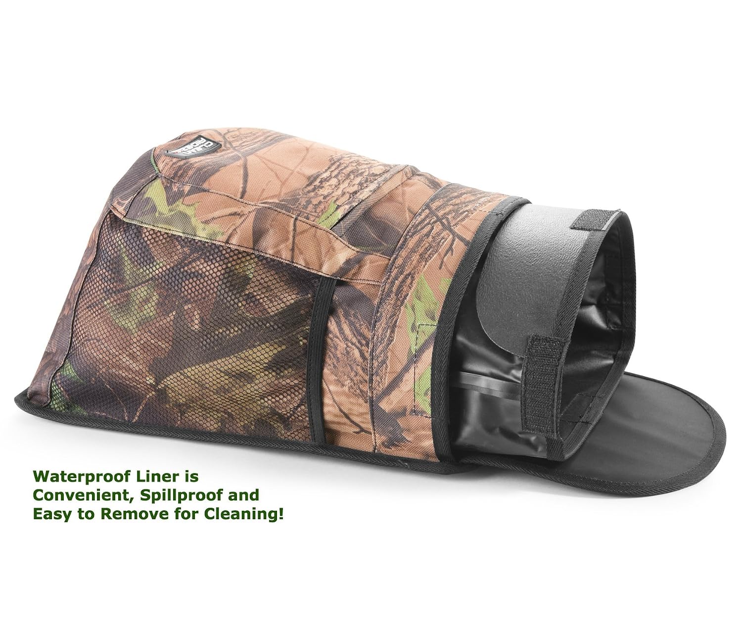 Clean Ridez Car Garbage Can w/Ez Flip Lid & Leakproof Removable Liner - Auto Trash Bag & Car Cooler with Bottle Holders and Extra Storage Pocket (Hunting Camouflage)