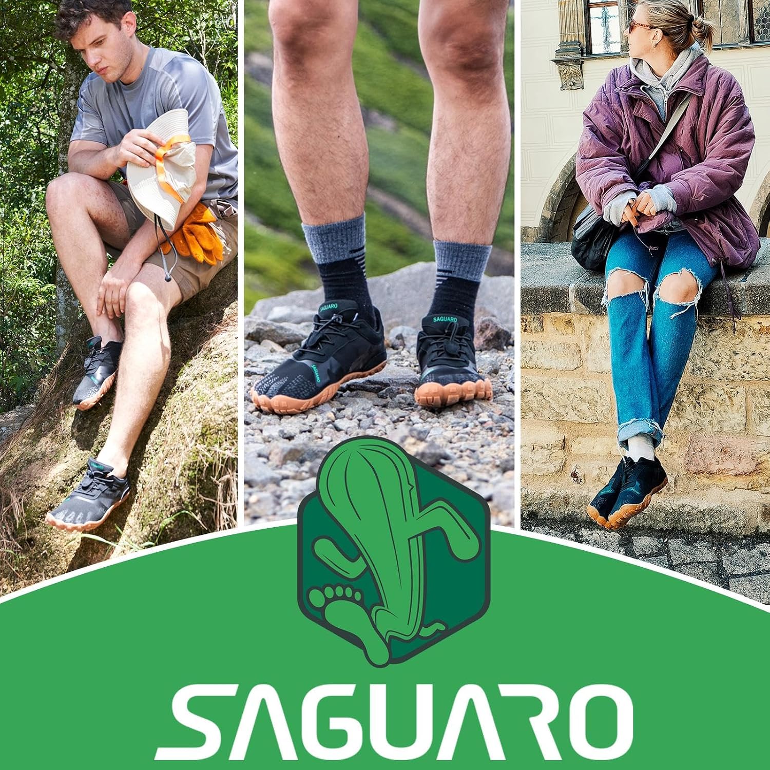 SAGUARO Unisex Minimalist Barefoot Shoes, Trail Running Shoes, Breathable, Quick-Drying, Bathing Shoes 47 EU Black Bad Luck