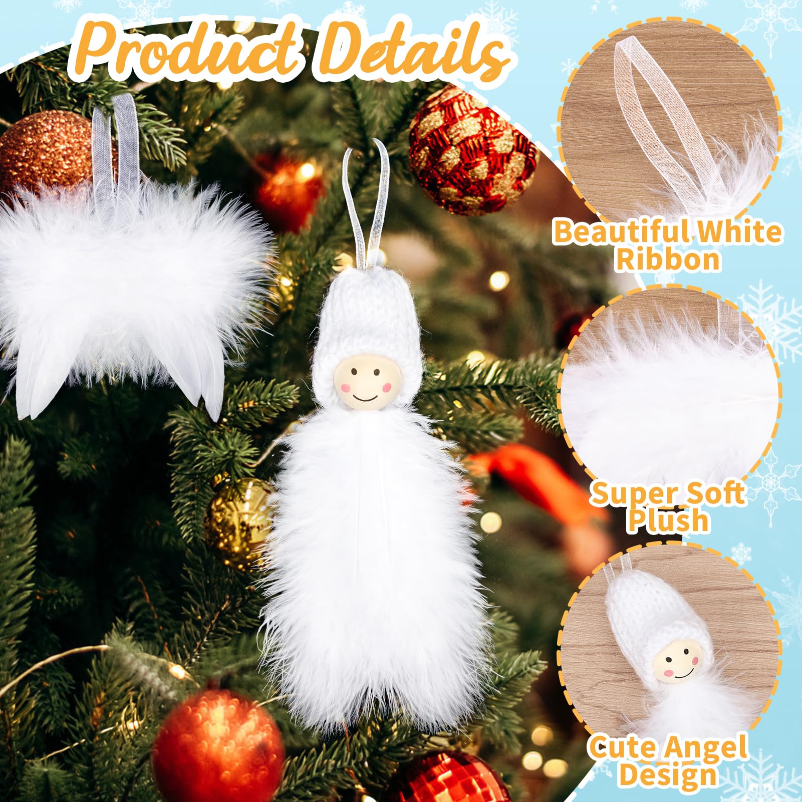 12pcs Décoration D'ailes D'ange De Noël, Ailes D'ange