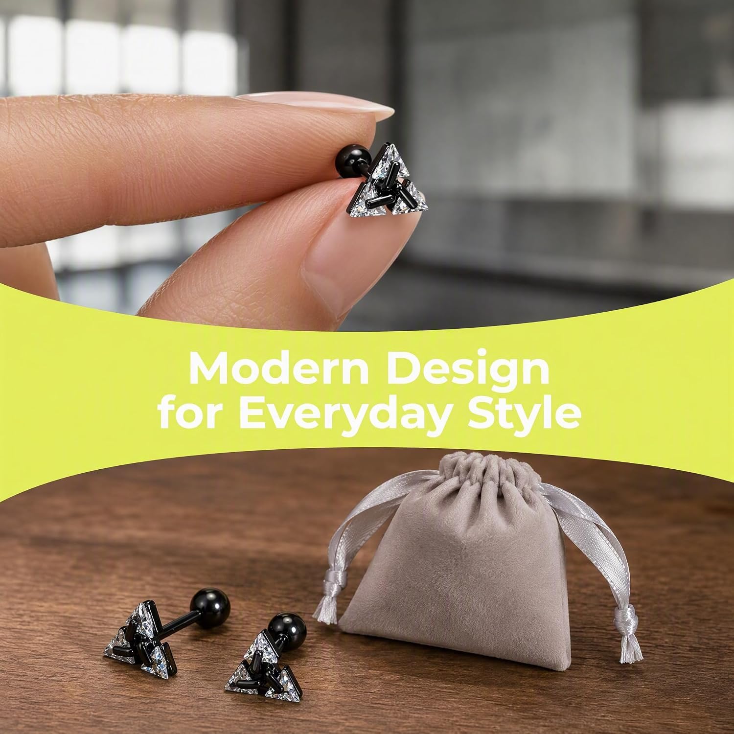 Triangle Stud Earrings Geometric Minimalist Jewelry For Men Women image 3