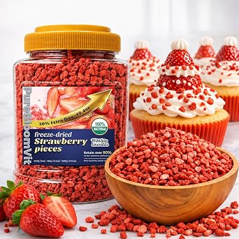 WildSap Emeralds Freeze Dried Strawberries Pieces 10.3oz 293g - No Added Sugar, Non-GMO Crunchy Strawberry Snacks for Cereal, Yogurt, Baking & Smoothies