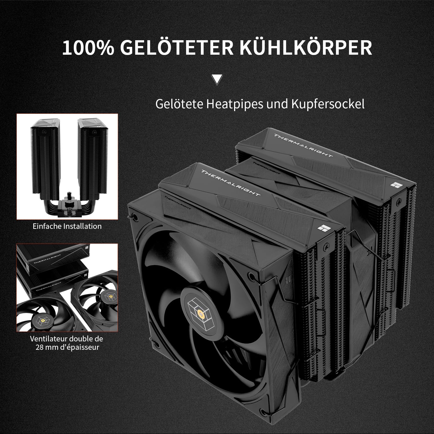 Thermalright Royal Pretor 130 Black - Raffreddatore CPU doppia torre, 6 dissipatori CPU Dual PWM, raffreddamento PC ad alte prestazioni, AM4/AM5