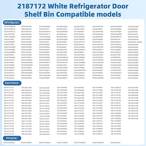Miniatura 7 de 2187172 Contenedor de puerta para Whirlpool Kenmore Amana Frigidaire Frigidaire Frigidaire Roper Estate Reemplazar WP2187172, AP6006028, 2187194K,