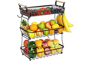 3 Tier Fruit Basket for Kitchen Counter-Black