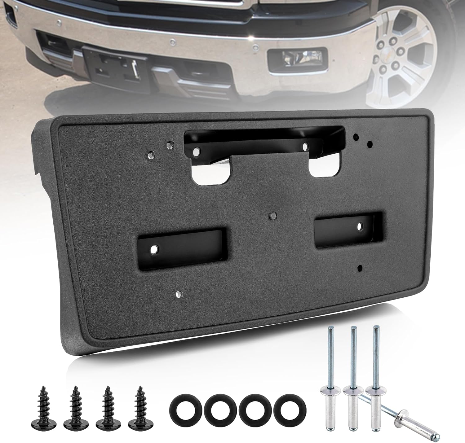 RED WOLF Front License Plate Bracket Fit for 2014-2015 Chevrolet Chevy Silverado 1500 Replace for 22763523 GM1068155 Pickup Front Bumper License Plate Holder Cover w/Screws