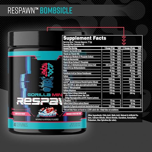Vista 3 de Gorilla Mind Respawn (Bombsicle) - Suplemento avanzado para juegos para enfoque amplificado, tiempo de reacción mejorado y energía limpia