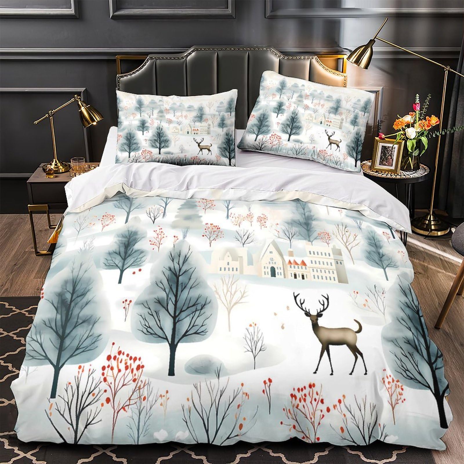 Drap de couette paysage d'hiver 3D scandinave pour une ambiance cocooning dans la chambre des filles