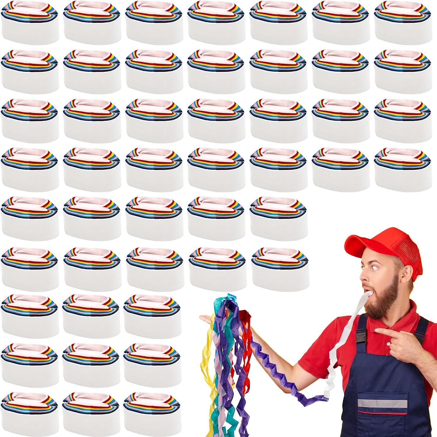 48 Pcs Mouth Coils Paper Clown Magician Accessories Magic Tricks Paper Stage Gimmick Funny Magic Props for Adults Stage Show