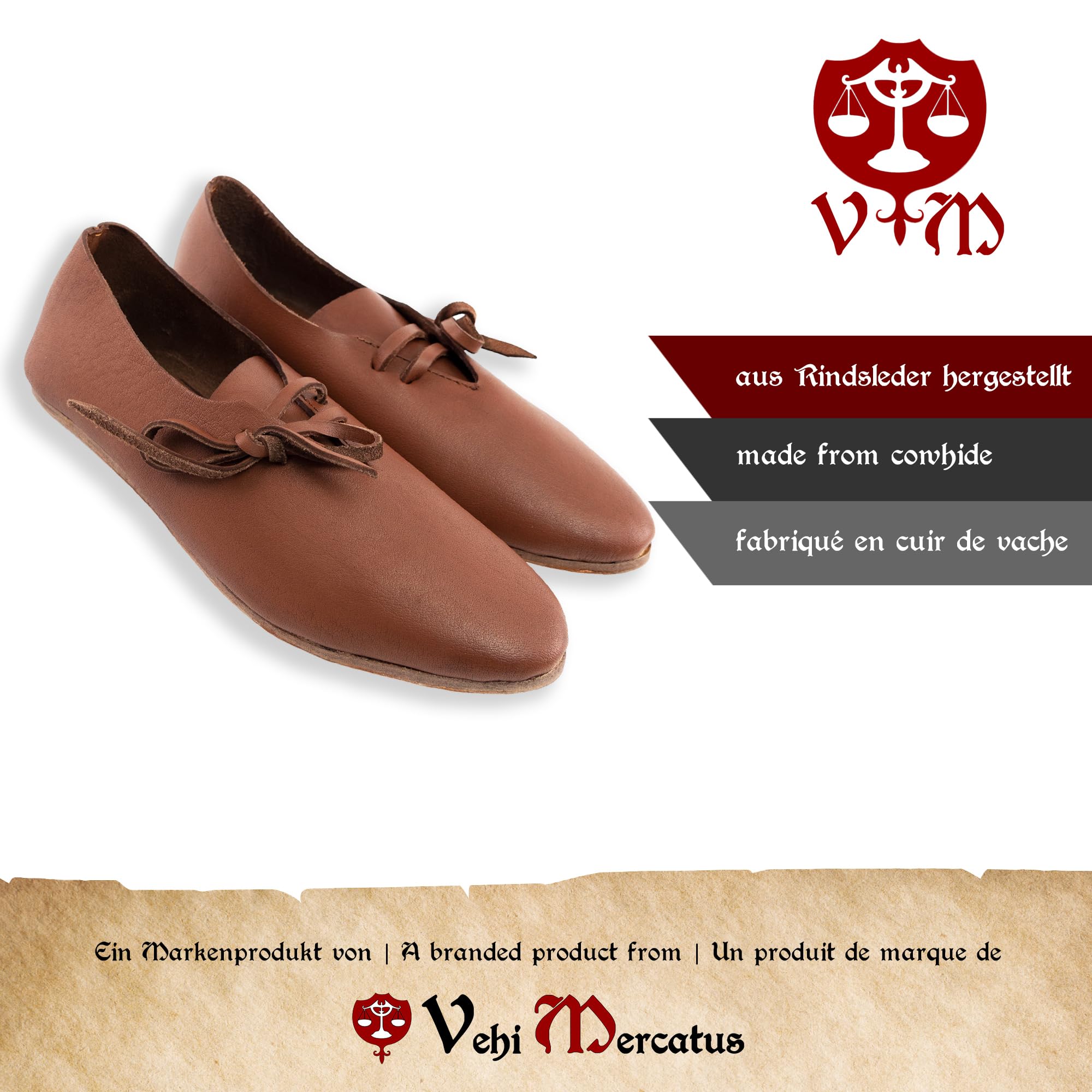 Mittelalter Halbschuhe mit Schnürung (Braun, EU Schuhgrößensystem, Erwachsene, Numerisch, M, 40)