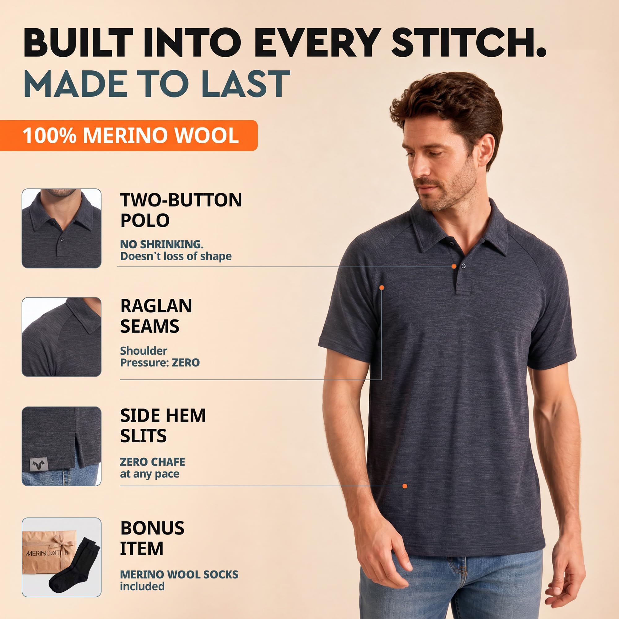 MERINNOVATION Herren Poloshirt Polohemd