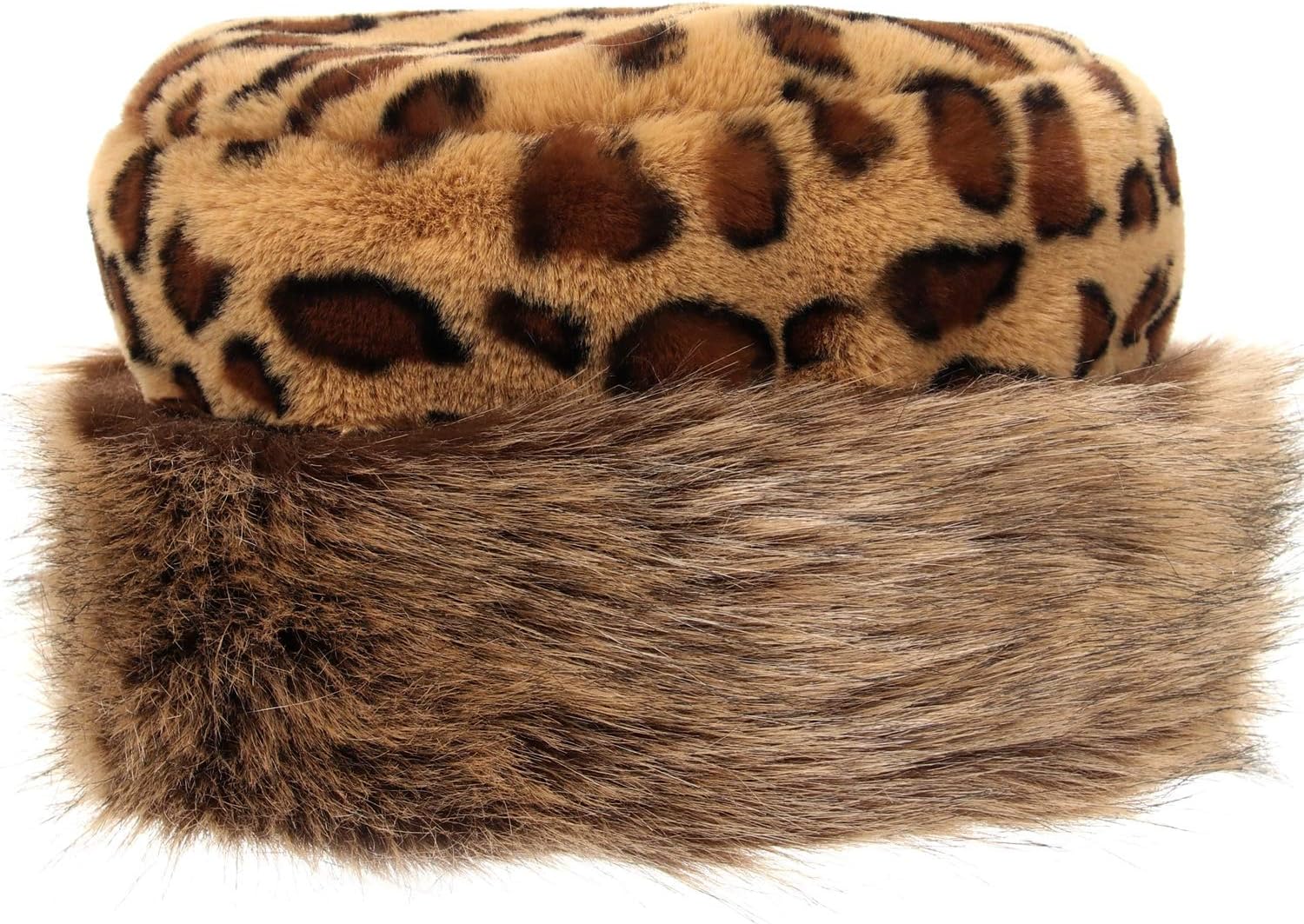 sy soul young Women's Leopard Faux Fur Hats Fluffy Bucket Hat Russian Style for Winter - Image 2