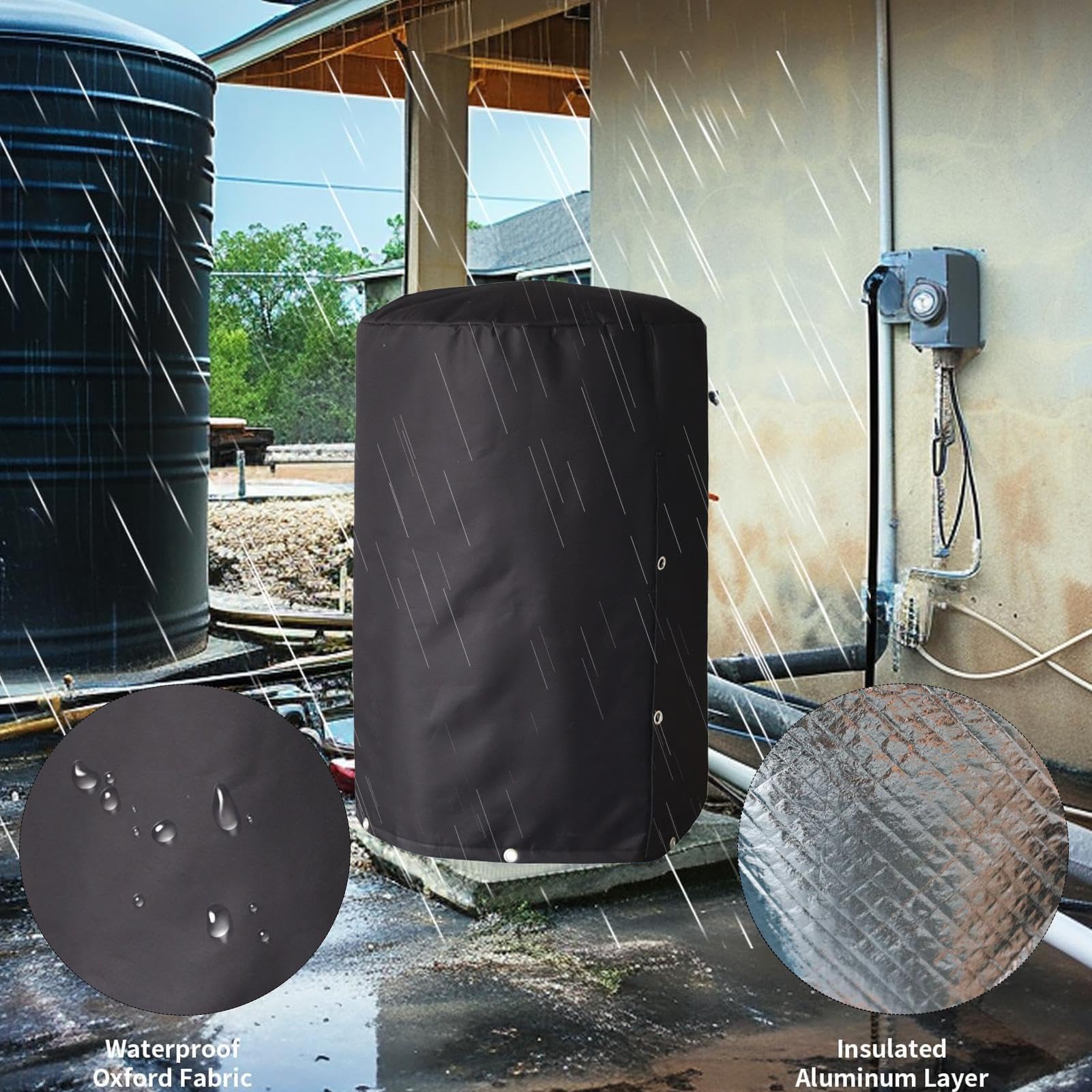 Cubierta Para Tanque De Presión De Pozo Escudo Aislante Impermeable | Cubierta con Aislamiento 5 Capas para Tanque Acuático Tela Oxford 600D Resistente Para Exteriores Y Jardín