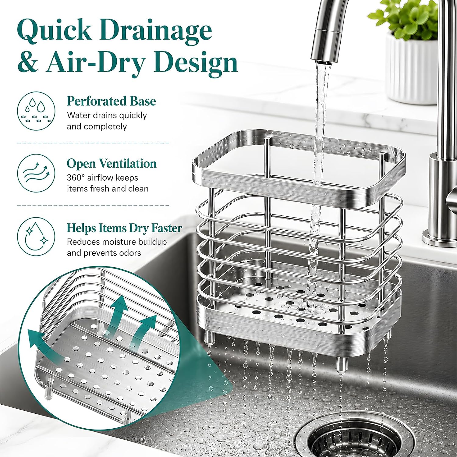 Stainless Steel Electric Toothbrush Holder for Bathroom with Drainage