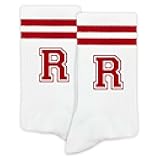 SSQBZU Striped Initial Socks with the Letter in Red,Gifts for Birthday,Christmas,etc.,Socks for Adult,Teens,Men&Women.