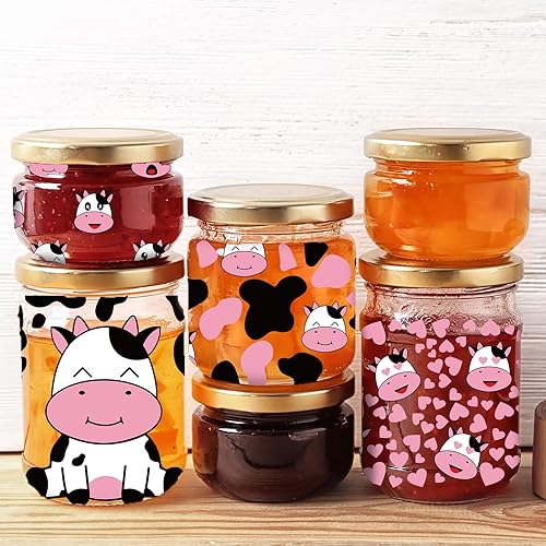 Miniatura 3 de Whaline 12 calcomanías de transferencia de taza de vaca, estampado de vaca rosa y negro, impermeables, calcomanías de taza de transferencia para