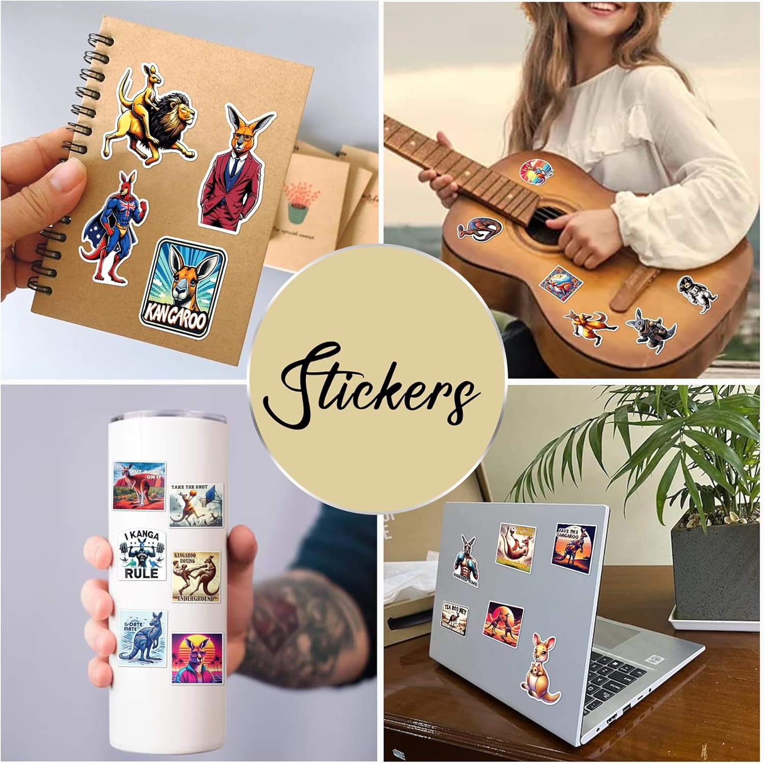 Pack 50 PCS Kangaroo Stickers Cartoon Animal Waterproof Vinyl Decals Decor Laptop Water Bottles Laptop Luggage Phone Case Bicycle Car Bumper Scrapbook Gift for Kid Teen Adult - Image 7