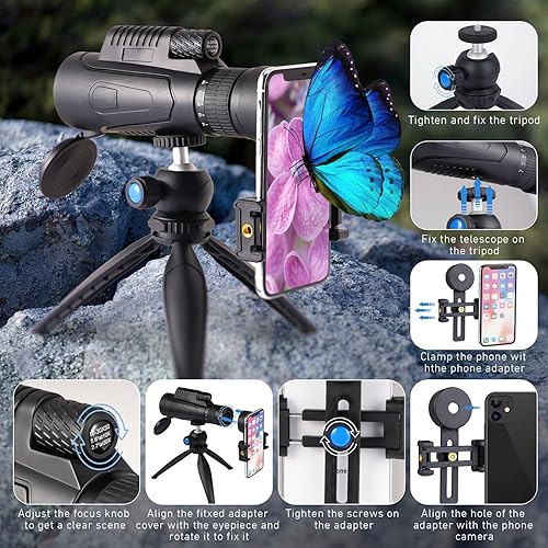 Miniatura 3 de Telescopio monocular de 10-30x50 de alta potencia para adultos y niños con adaptador para teléfono inteligente, trípode correa de mano, prisma BAK-4